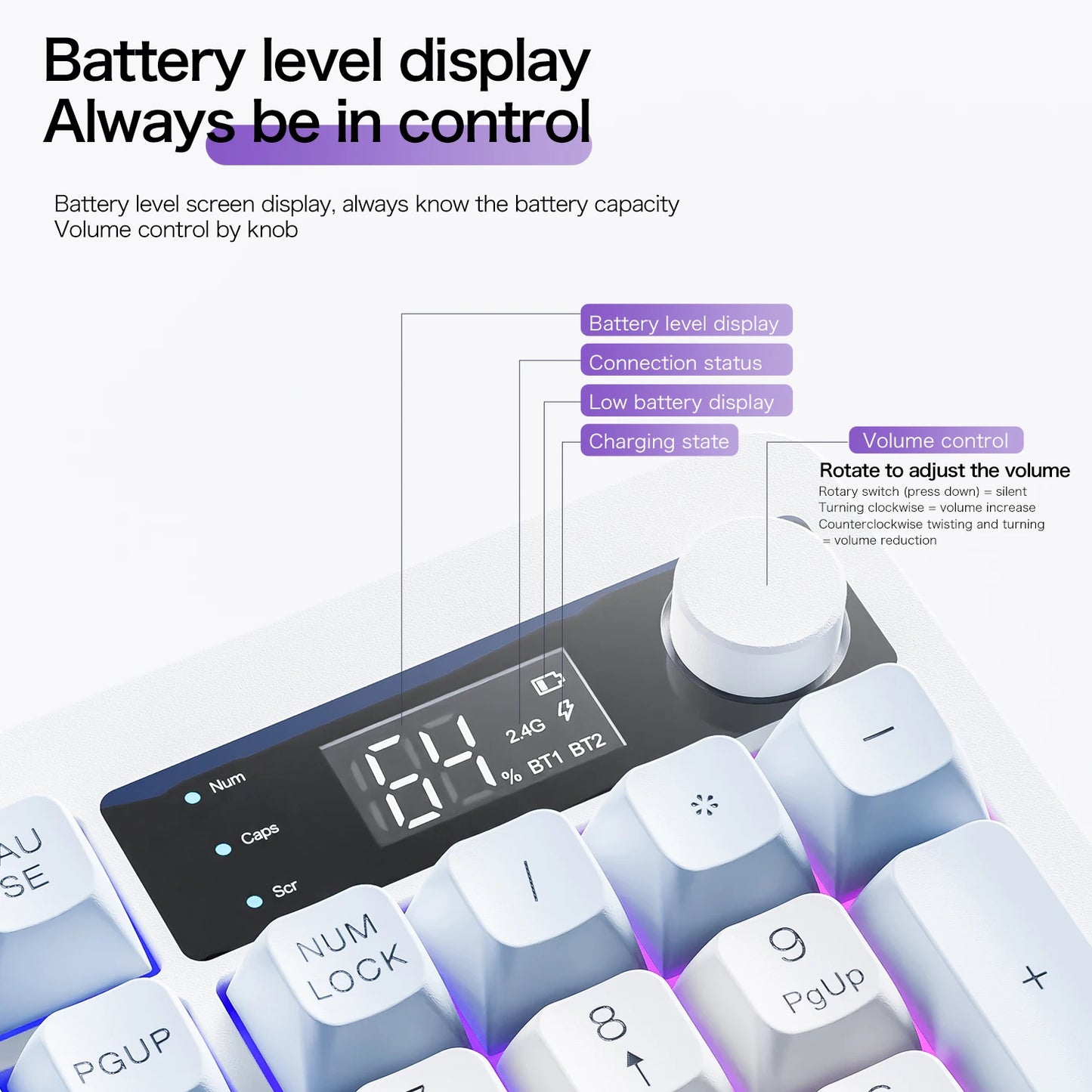 Teclado XUNFOX TK100 sem fios 2.4 Bluetooth de modo duplo para gaming, silencioso, escritório e portátil, universal