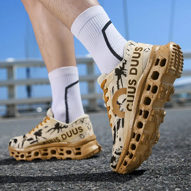 Męskie buty sportowe amortyzujące, do joggingu, antypoślizgowe, z oddychającą siateczką, z miękką podeszwą, do biegania, na świeżym powietrzu, do fitnessu, sznurowane buty sportowe