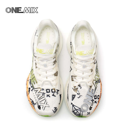 ONEMIX New Nylon Carbon Board Marathon Running Racing Shoes Shock-relief Professional Stable Support Ultra-light Rebound Sneaker