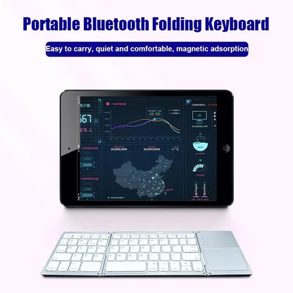 Teclado Bluetooth triplo com touchpad, teclado mini portátil recarregável sem fios para Windows Android iOS