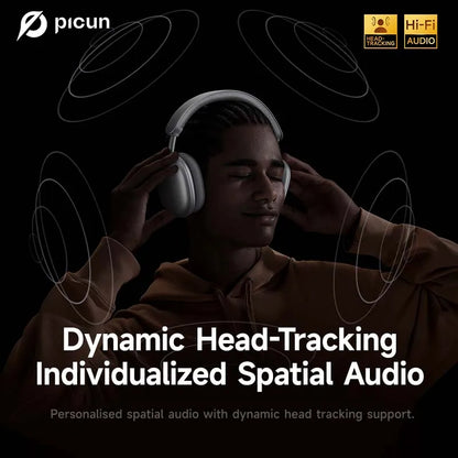 Cuffie wireless Picun F8MAX ANC, cancellazione attiva del rumore ibrida 59dB, audio spaziale, auricolari Bluetooth 6.0, headset over-ear 180H
