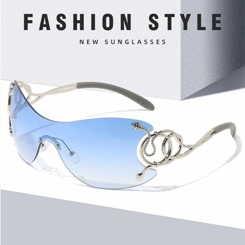 KLASSNUM Y2K Vintage Women's Luxury Sunglasses Gradient SunGlasses Men Rimless Pilot Goggles Uv400 Unisex Glasse for Spicy Girl