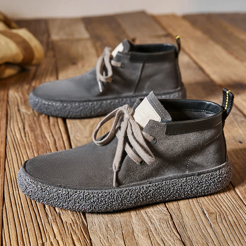 Luxury Brand Men Suede Leather Casual Shoes Genuine Leather Natural Handmade Anti-Skid Design Spring Autumn