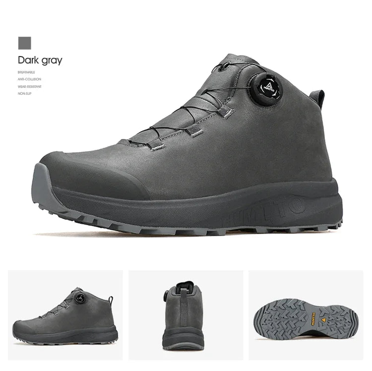 HUMTTO Leather Shoes for Men Winter Camping Outdoor Men's Sports Shoes Breathable Trekking Boots Man Non-slip Hiking Sneakers