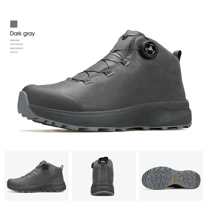 HUMTTO Leather Shoes for Men Winter Camping Outdoor Men's Sports Shoes Breathable Trekking Boots Man Non-slip Hiking Sneakers