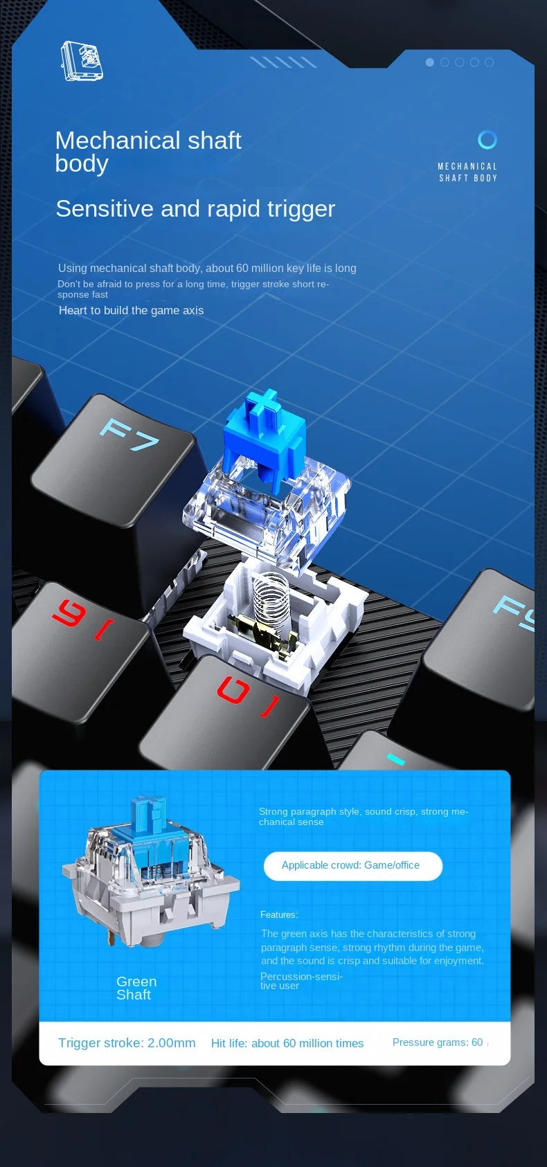 Wired Mechanical keyboard Gamer USB Keyboards gaming Backlit Musical 100% Computer 104 keys keyboard Ergonomic PC keyboard