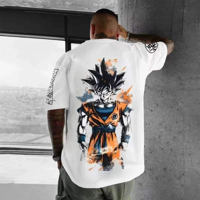 Summer 2026 Dragon Ball oversized T-shirt with power cord, Little Goku, artistic print, neutral casual Y2K