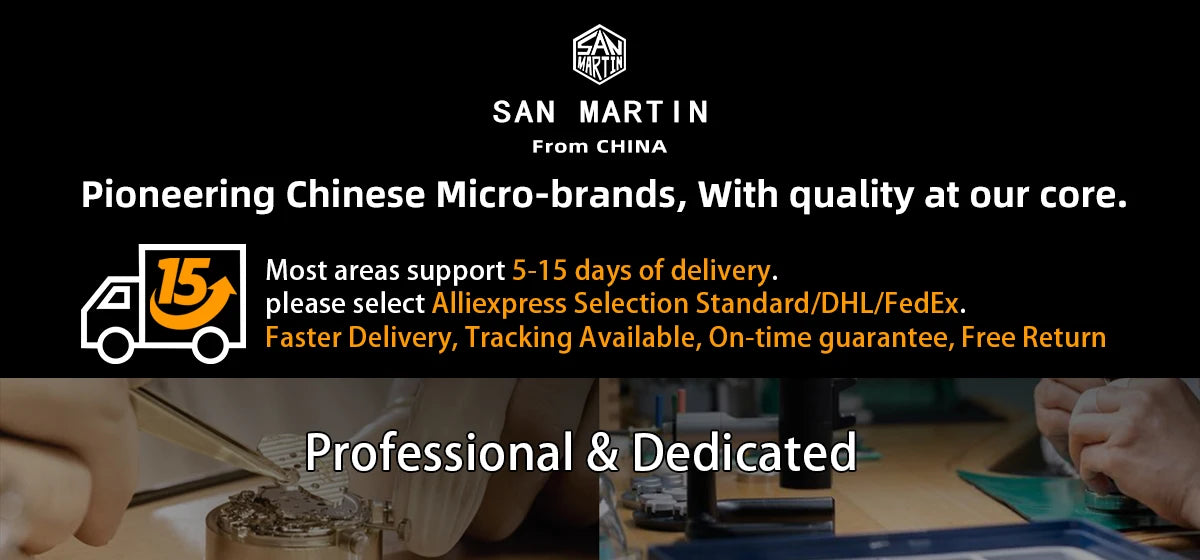 San Martin 36/39/42mm SN0144 JianZhan Dial Gada Watch Miyota 9015 Original Design Men Luxury Dress Automatic Mechanical Watches