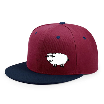 Casquette de baseball unisexe ajustable - Casquette de style urbain à visière plate avec motif de mouton : un accessoire décontracté, polyvalent et personnalisable