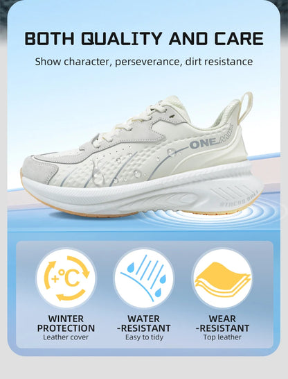 ONEMIX 2025 Winter Training Running Shoes for Men Sport Shoes Leather Warm Wear-Resistant Female Jogging Shoes Walking Sneakers