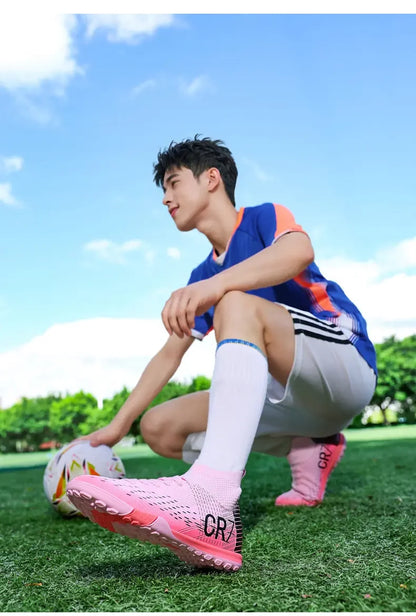 Chuteiras de Futebol de Treino TF com Pitons Longos, Resistentes ao Desgaste, Respiráveis, para Terreno Firme, Jogo ao Ar Livre e Treino