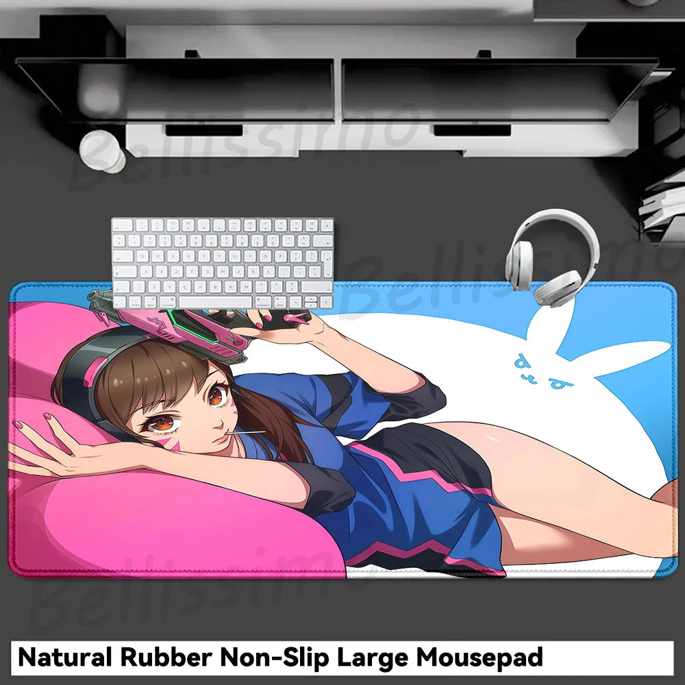 Acessórios Gaming O-Overwatch D-D.va Tapete de Rato Grande para Teclado e Rato, Deskmat XXL Estendido para PC, Tapete Gamer