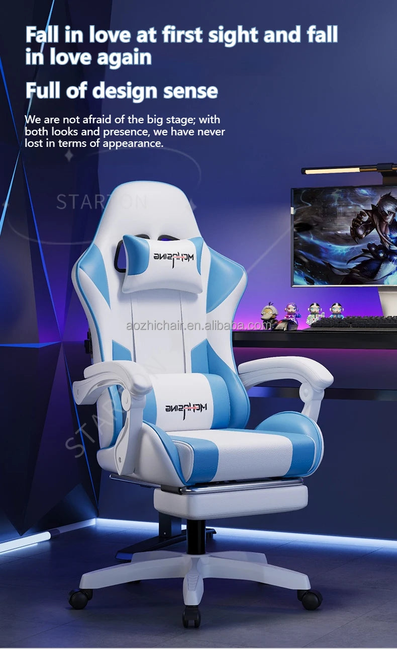 Cadeira Gaming Ergonómica de Design Moderno Giratória para Escritório e Casa, Cadeira E-sport com Rodas, Estilo Rotativo, para Computador