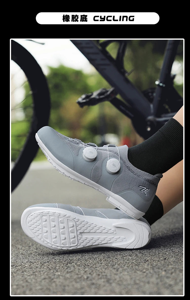 Cycling shoes road bike unisex, HsYixin breathable SPD self-locking non-slip racing road bike shoes flat MTB bicycle sneakers