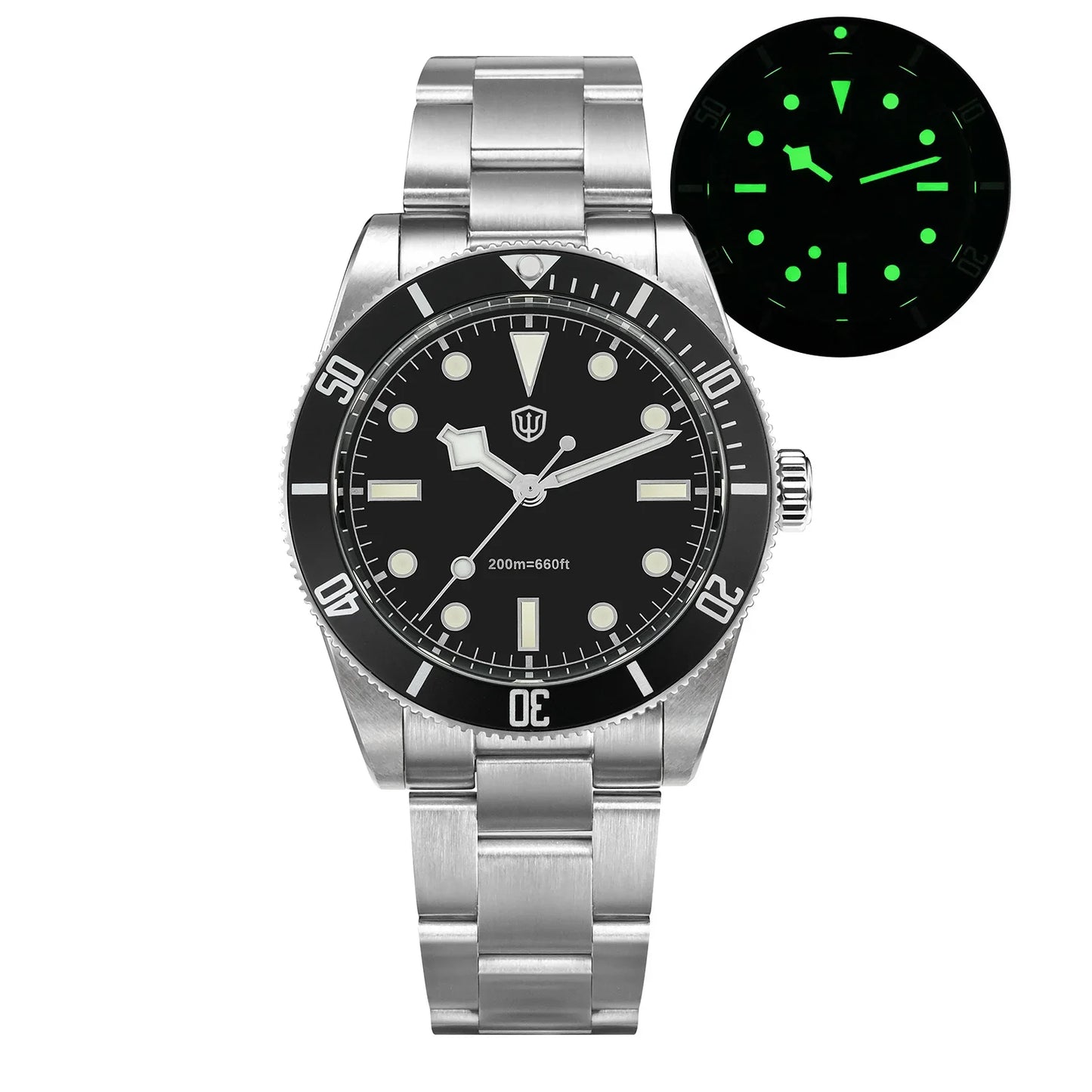 Watchdives WD7922 BB54 Watch VH31 Sweep Second Movement Sapphire Crystal 20bar Waterproof C3 Luminous 37mm Vintage Watches