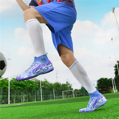 Double Star Men's High-Top TF Turf Football Boots, Youth & Student Edition, Adult & Kids, Professional Match & Training Soccer S