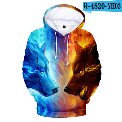 Classic Dolphins tigers wolves galloping horses animal 3D Print Hoodies Long Sleeve Sweatshirts Adult/Child Casual Pullovers