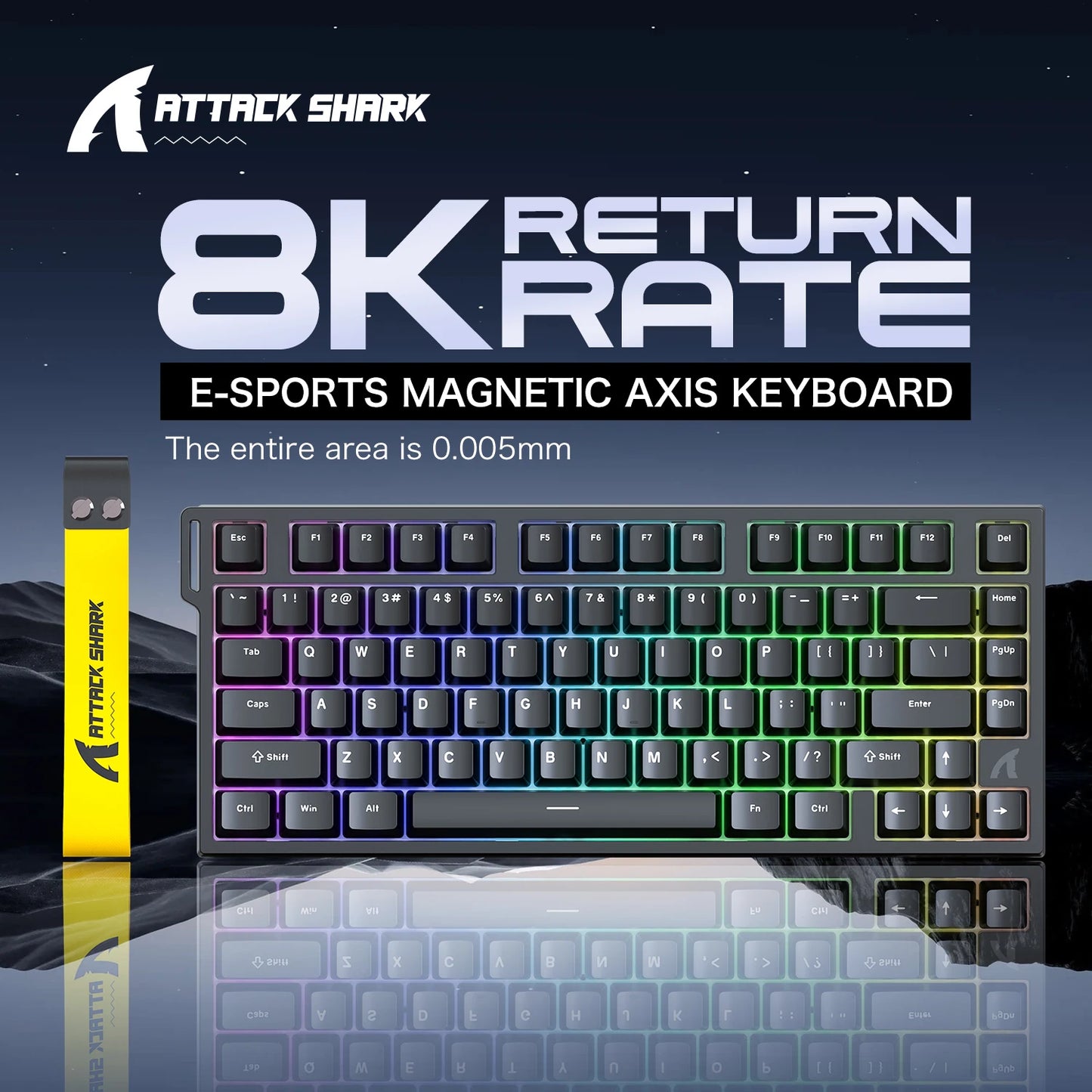 ATTACK SHARK R82HE Gaming Keyboard Magnetic 75% Wired 8000Hz Rapid Trigger ProGamer Keyboard, 0.005mm RT Accuracy, 0.08ms Latency