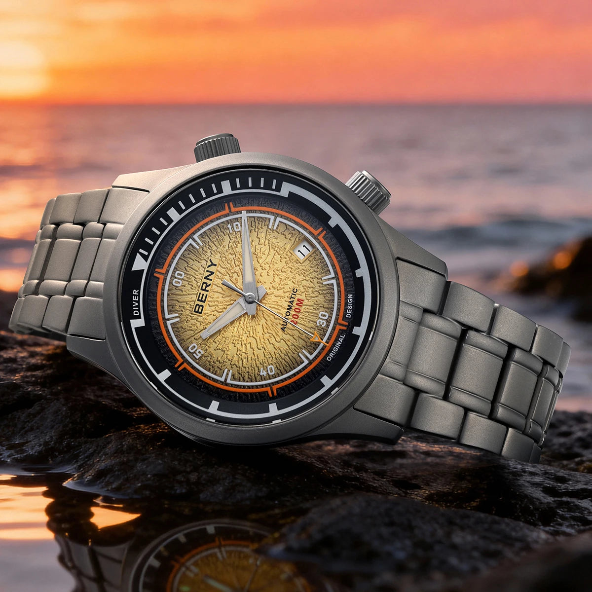 BERNY Titanium Diver Watches for Men 20ATM Super Luminous Automatic Mechanical Men's Dive Watch Sapphire Swim Diving Wristwatch