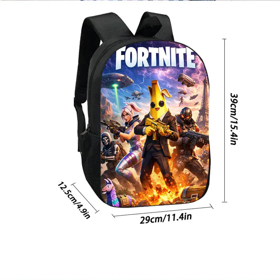 3Pcs Kids Backpack Set, Crossbody & Pencil Bag, FORTNITE Cartoon Bag, Lightweight for Boys Girls 6-10, Free 3D Printed Keychain