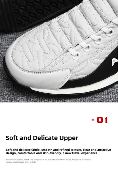 Men's Casual Sports Shoes Breathable Comfortable Flat Heel Low Cut Lace up Leather Upgraded Version of the Classic AGAM Shoe