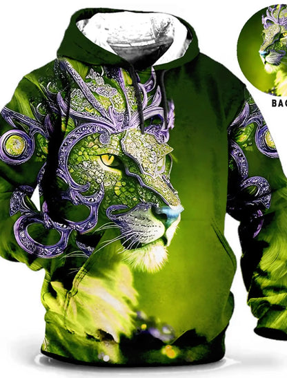 Men's Unisex Hoodie Fashion Pullover Hoodie Sweatshirt Hooded Animal Wolf Lion Dragon Tiger Print Daily 3D Print Casual Hoodies