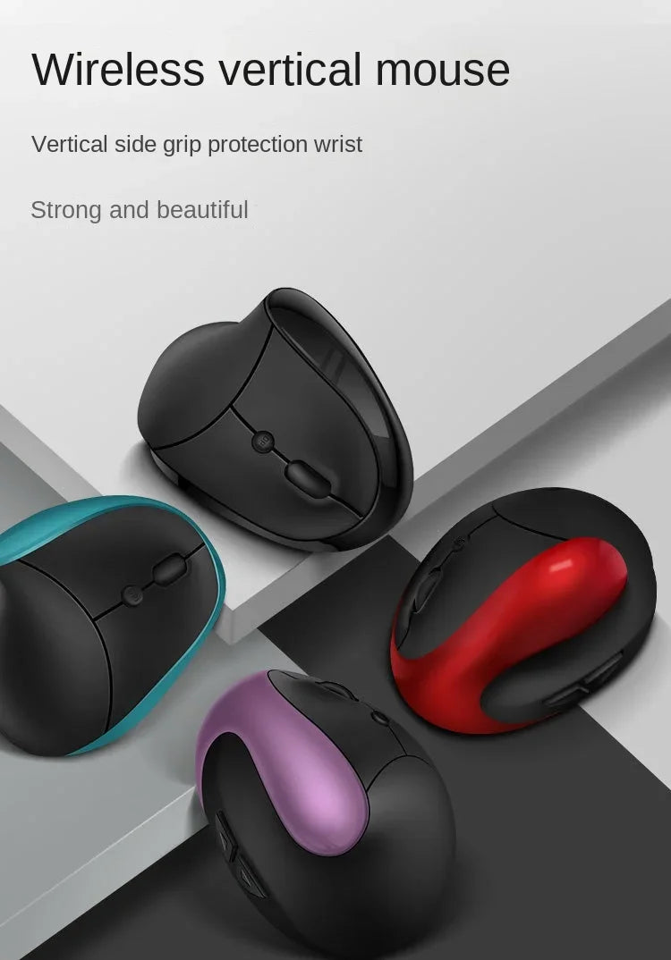 BTS-908 Bestseller — ładowalna pionowa mysz ergonomiczna, bezprzewodowa, odbiornik USB 2.4G, regulowane 1600 DPI, 6 przycisków