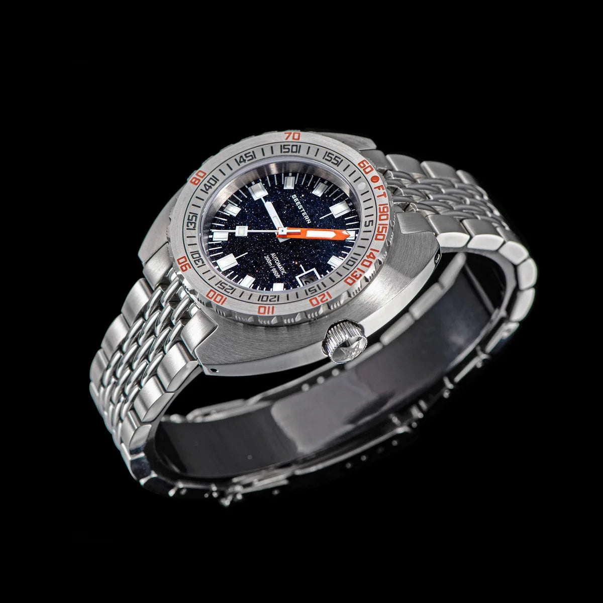 SEESTERN Men Diving Watch Automatic Luminous Date Waterproof Turn Bracelet Wristwatches Retro SUB300T Mechanical Sapphire Glass