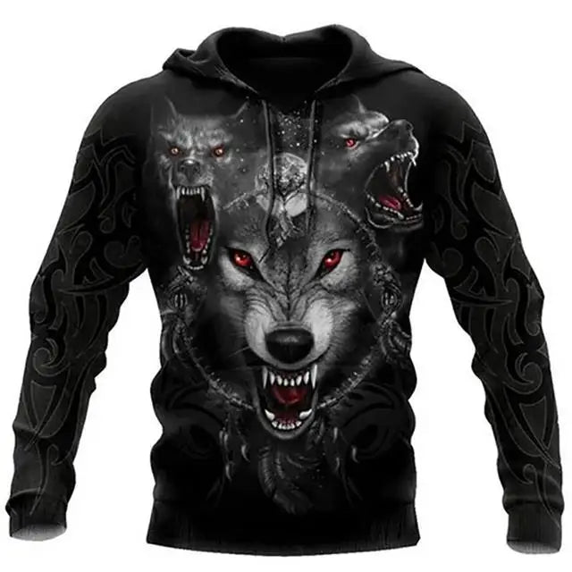 Fashion Spring Autumn Wolf Animal Men's Hoodies 3D All Over Printed Sweatshirt Unisex Pullover Casual Jacket Streetwear Coat 4XL