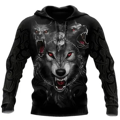 Fashion Spring Autumn Wolf Animal Men's Hoodies 3D All Over Printed Sweatshirt Unisex Pullover Casual Jacket Streetwear Coat 4XL