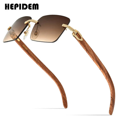 HEPIDEM Buffalo Horn Glasses Men Famous Brand Design Rimless Sunglasses Women Luxury Eyewear Horn-Rim Frameless Buffs Eyeglasses