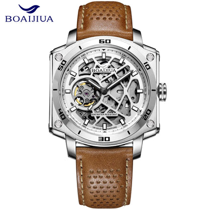 BORIAGE(BOAIJIUA) Men's Fully Automatic Mechanical Watch Original Design Cut out 50m Water Resistant Luminous Wristwatch