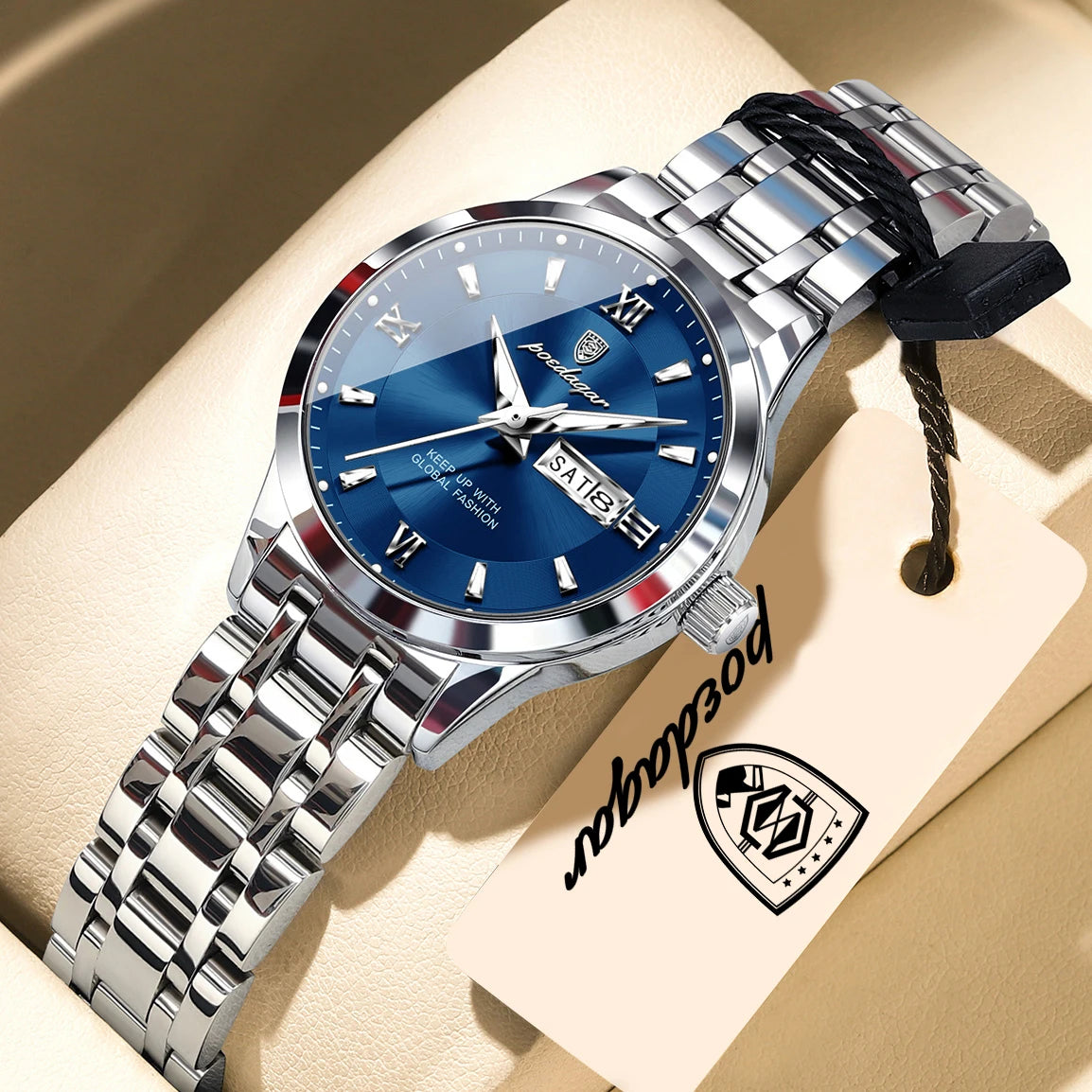 POEDAGAR Luxury Elegant Woman's Watches Luminous Waterproof Stainless Steel Ladies Wristwatch Quartz Week Date Women Watch Reloj