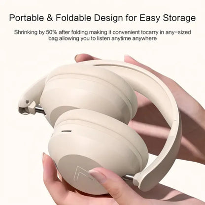 Foldable Wireless Bluetooth Headset Over Ear Sports Headphones with Stereo Sound, Noise Reduction, High Power Bluetooth Headphones for Music, Calls & Travel