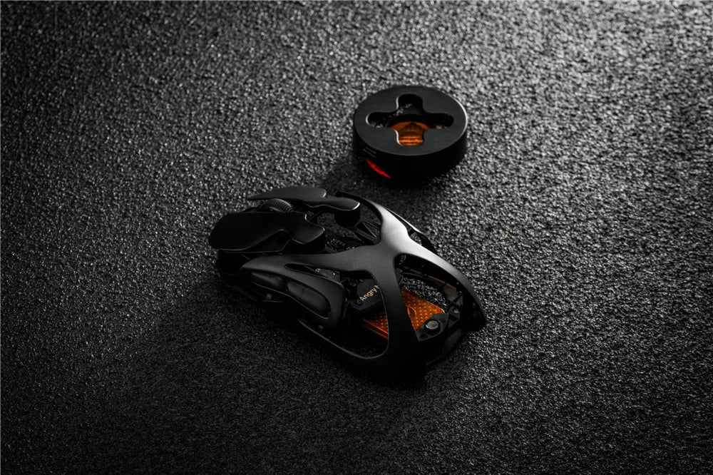 Rato Gaming Sem Fios Angry Miao Infinity, Metal Hot-Swappable, Ultraligeiro Oco, PAW3950, Dual 8K, Com Fio, Tri-Mode, Laranja
