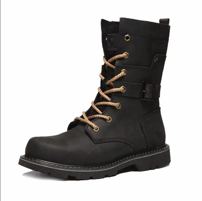 KOWM Cowhide Outdoor Men Hiking Shoes Waterproof Tactical Desert shoes Hunting Boots Snow Boots Fur Sneaker Women Trekking Shoes