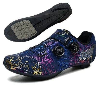 New Women Cycling Sports Shoes Rubber Non-Slip MTB Shoes Men PU Leather Breathable Outdoor Racing Pedal Bicycle Boots Unisex