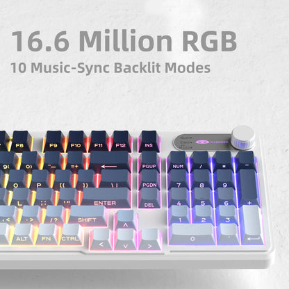 Magegee GK960 Membrane Keyboard Wireless 2.4G BT 98 Keys ABS Side Engraved Keycaps Adjustable RGB Lights for Office Game Windows