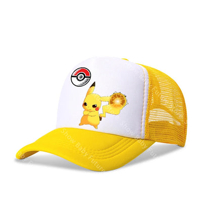 Two Sizes Kawaii Baseball Caps for Adult Cartoon Pokemons Pikachus Outdoor Breathable Mesh Hat Cute Anime Adjustable Sunbonnet