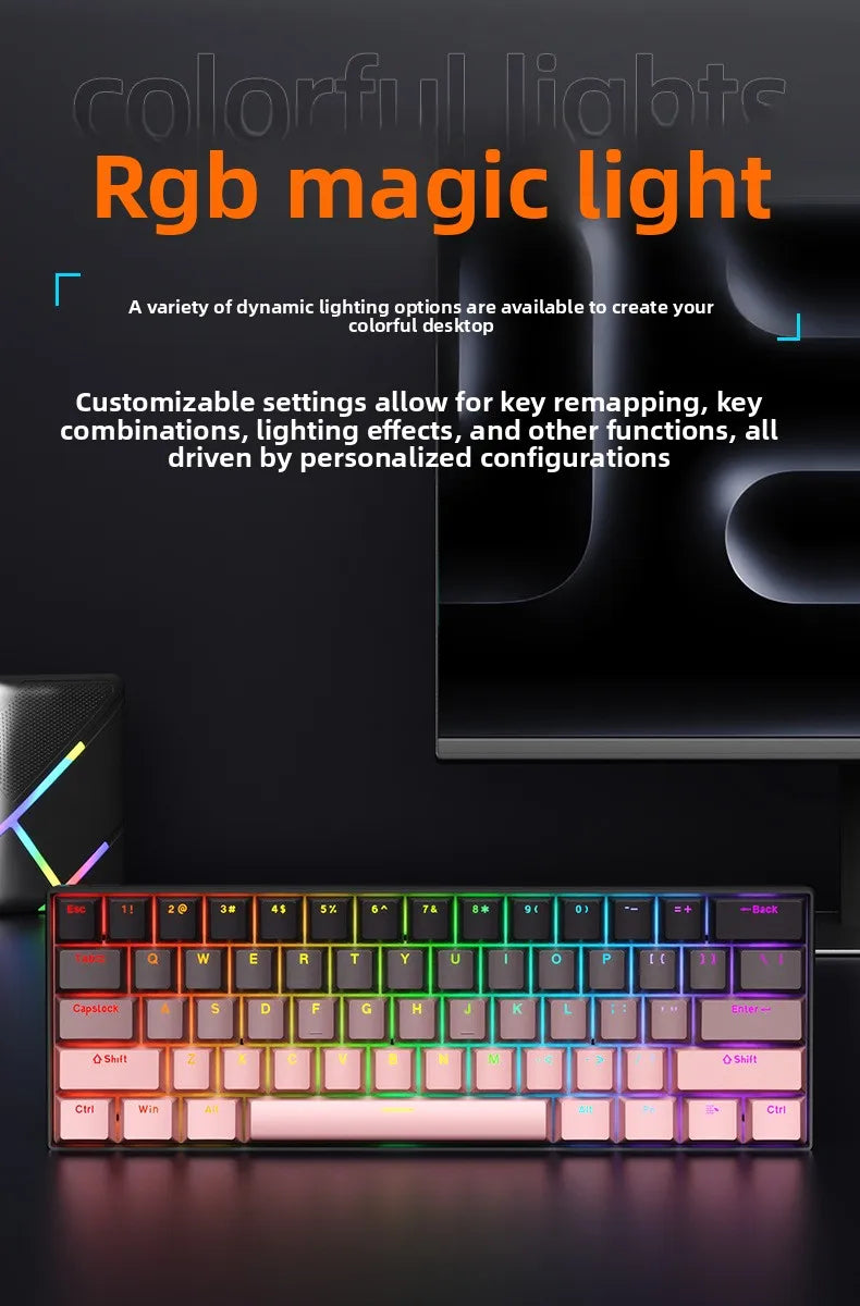 Bluetooth Wireless Mechanical Keyboards RGB Gamer Keyboard for Tablet Mechanical 60% iPad Backlit Mini USB Keyboard