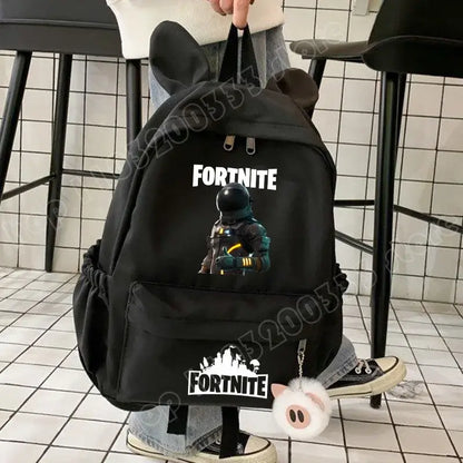 New Fortnite Cartoon Backpack Boy Girl Casual Schoolbag Large Capacity Student Bag Rabbit Ears Travel Backpack Stationery Gift