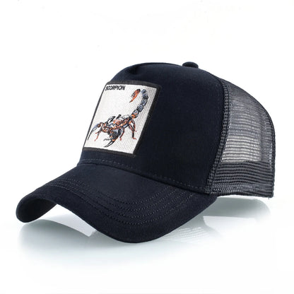 Unisex trucker kapa s vezenim Scorpion zakrpama, muška bejzbol kapa, ženska snapback hip hop kapa, vanjska kapa s prozračnim vizirom