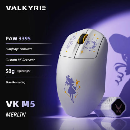 Mouse gaming wireless VALKYRIE VK M5 PRO con doppio 8K, ricevitore con display intelligente, ergonomico, leggero e a bassa latenza