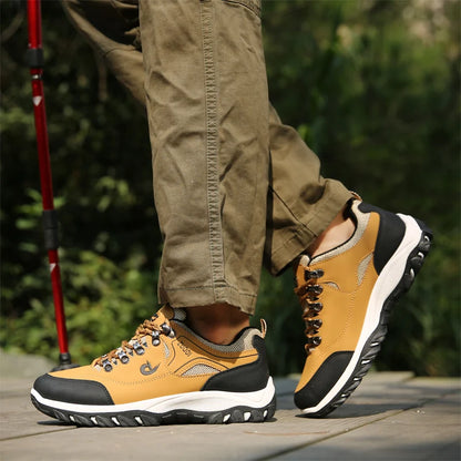 Autumn And Winter Models, Men's Waterproof Hiking Shoes, Outdoor PU Leather Sports Shoes, Wear-Resistant,  Walking, Tactical