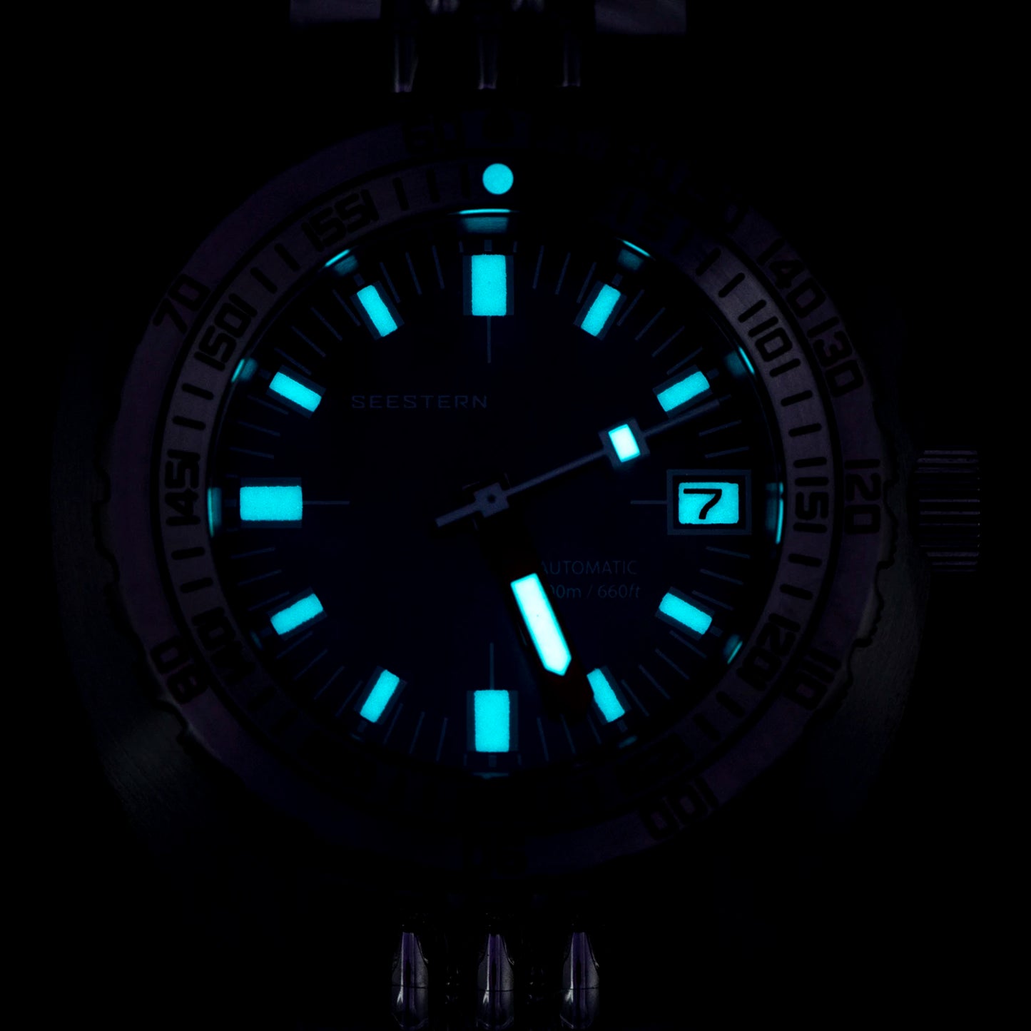 SEESTERN Men Diving Watch Automatic Luminous Date Waterproof Turn Bracelet Wristwatches Retro SUB300T Mechanical Sapphire Glass
