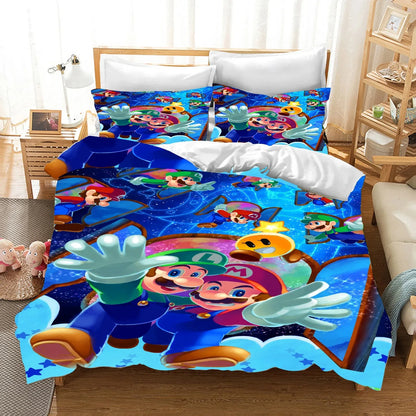 Hot Super Mario Cartoon Game Cute All Season Duvet Cover And Pillowcase Teen Large/Queen Cute Bedroom Decoration Boys Girls Gift