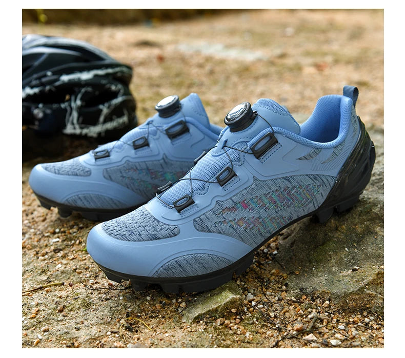 Scarpe da ciclismo MTB uomo donna T03 viola traspiranti, a sgancio rapido, per ciclismo su strada, sport outdoor, racing e allenamento