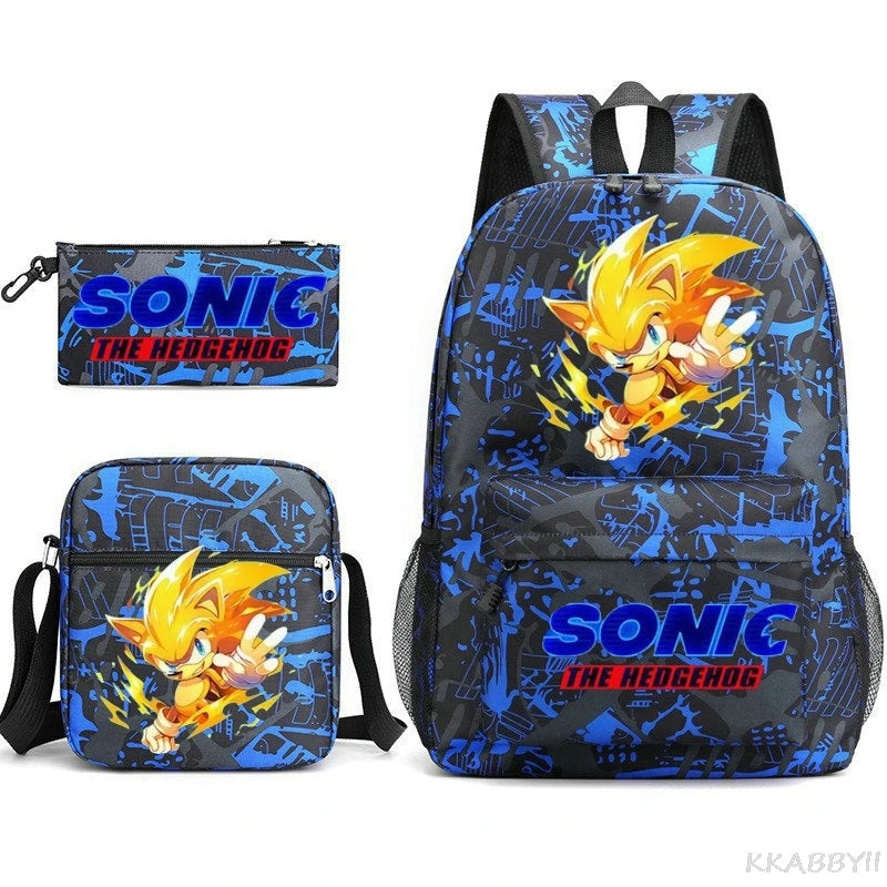 Sonic Backpacks Student School Bags for Teen Men Women Tote Bag Clutch Pocket Nylon Backpacks Travel Mochilas