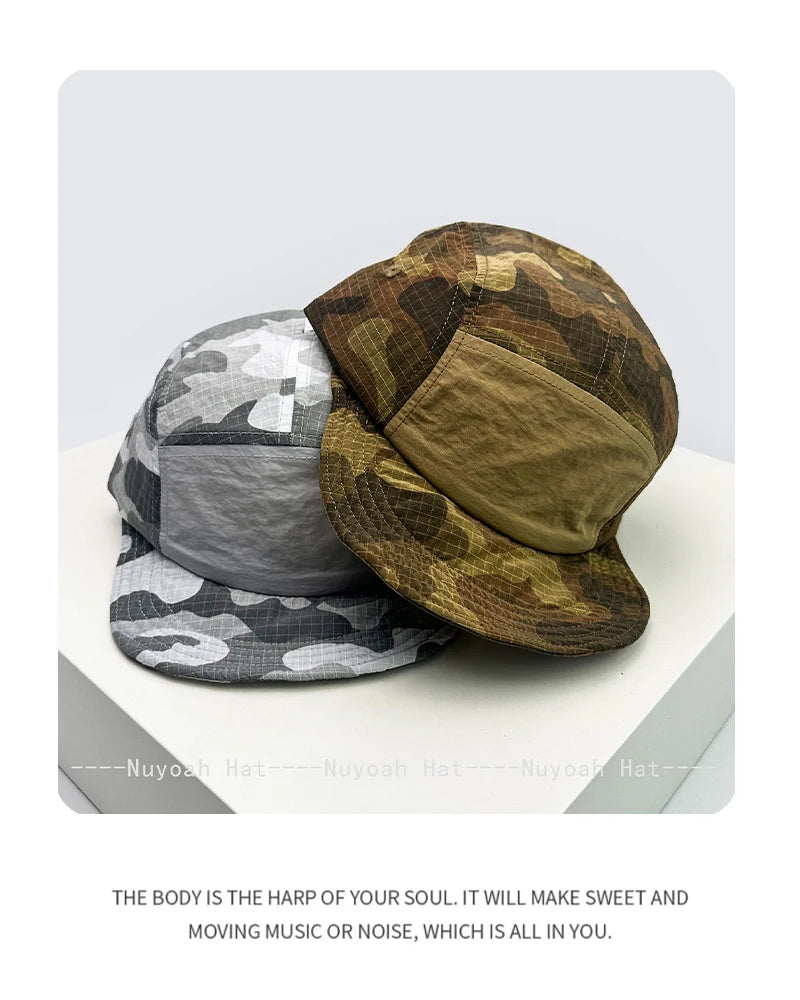 Unisex CAMO brzo sušeće vezene bejzbol kape s kapuljačom, s blokovima boja, prozračne, personalizirane, s izbočenim vrhom, višenamjenske