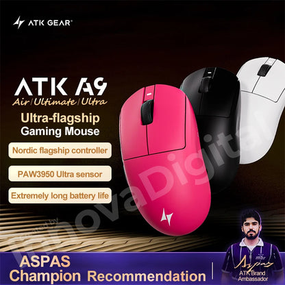 ATK Dragonfly A9 Ultimate bezdrôtová herná myš A9 Air PAW3950 ultraľahká ergonomická e-športová myš pre hráčov FPS CSGO A9 Ultra